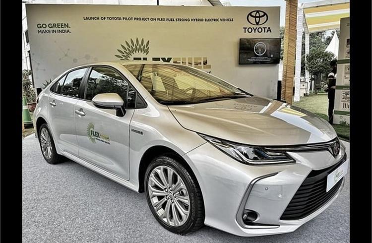  Toyota is using a Corolla Altis Hybrid flex-fuel sedan as a technology demonstrator for ethanol-powered vehicles in India.